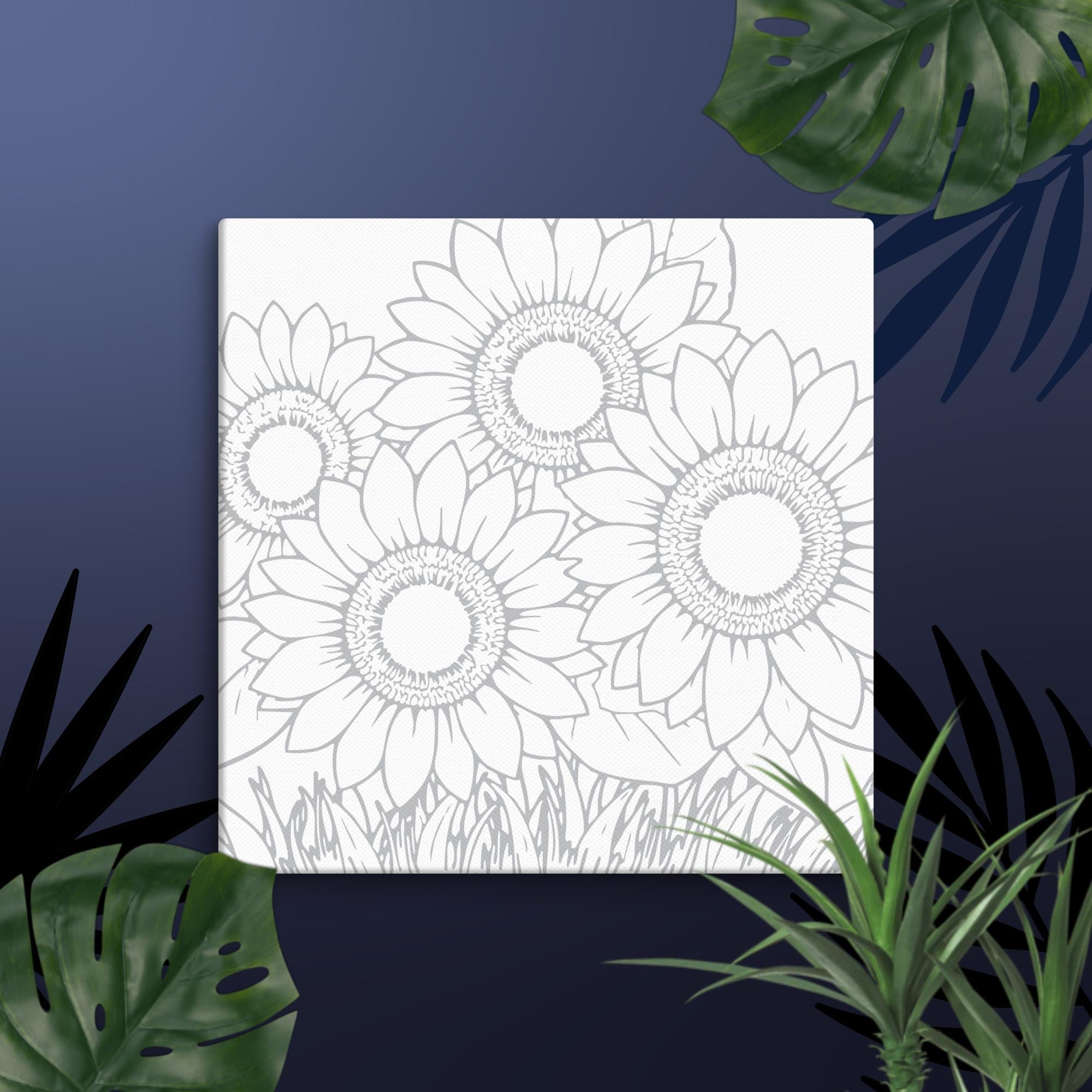 Sunflowers Outlined Canvas