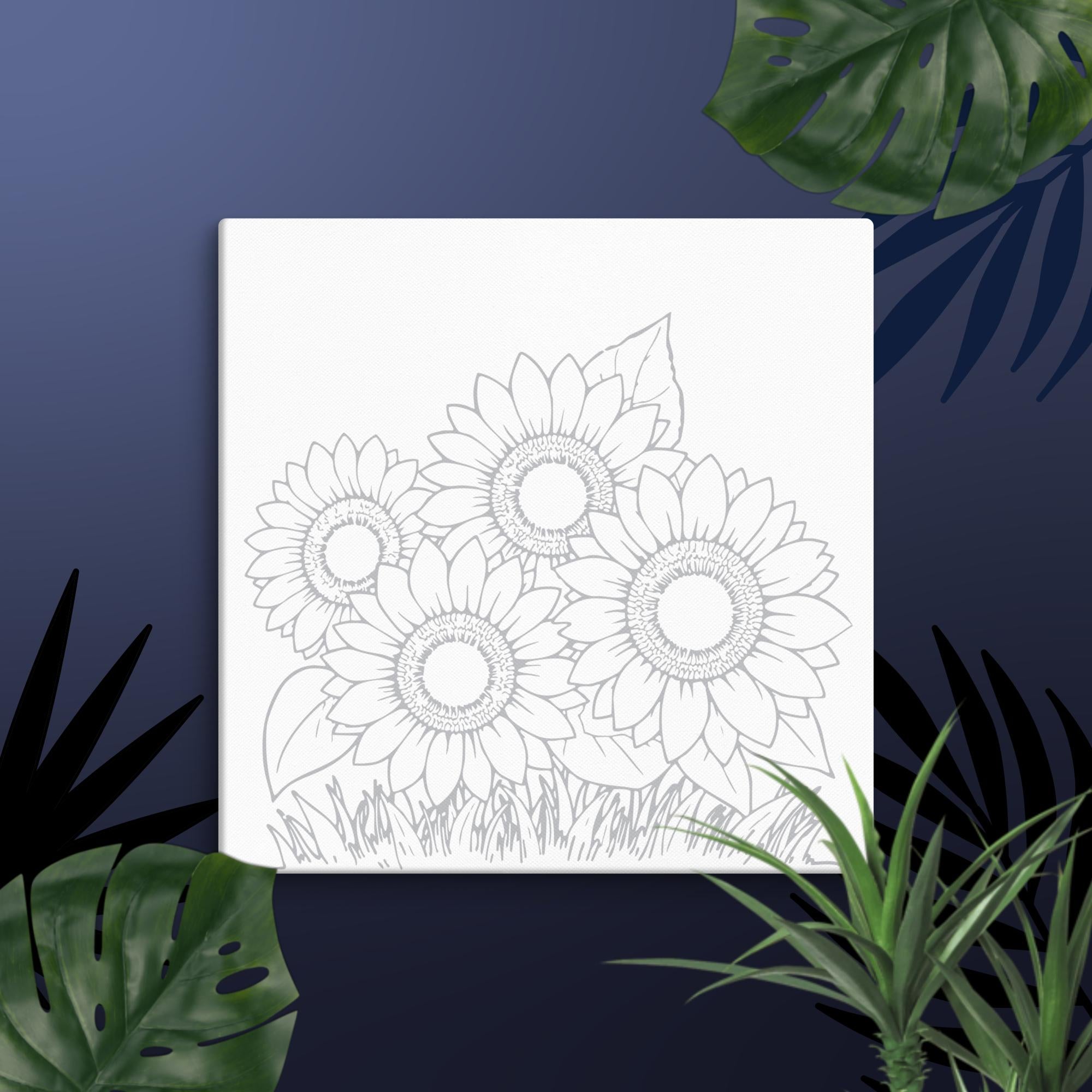 Sunflowers Outlined Canvas