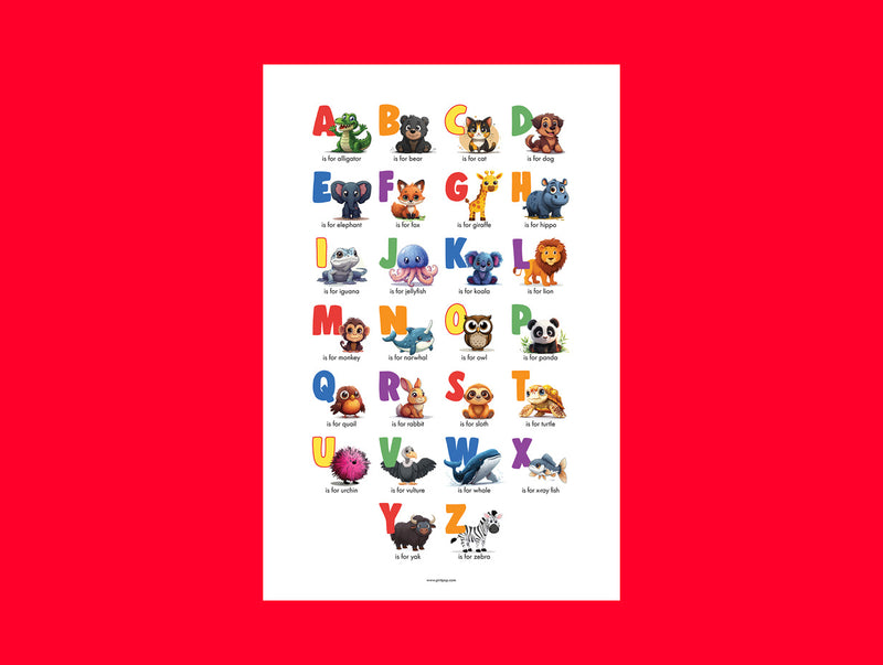 Animal Alphabet Wall Art – Instant Printable (English) | 24 × 36 in Vector PDF