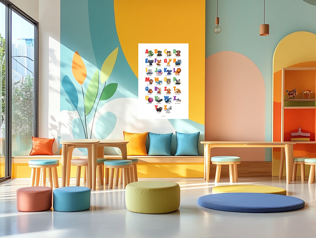 Animal Alphabet Wall Art – Instant Printable (English) | 24 × 36 in Vector PDF