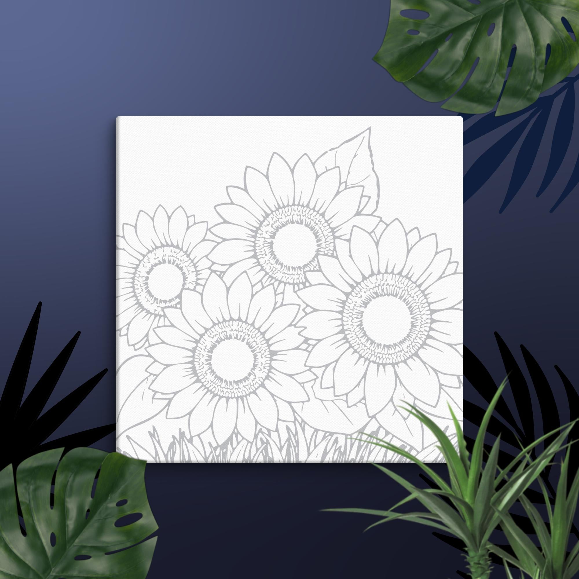Sunflowers Outlined Canvas