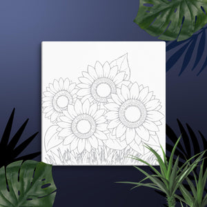 Sunflowers Outlined Canvas