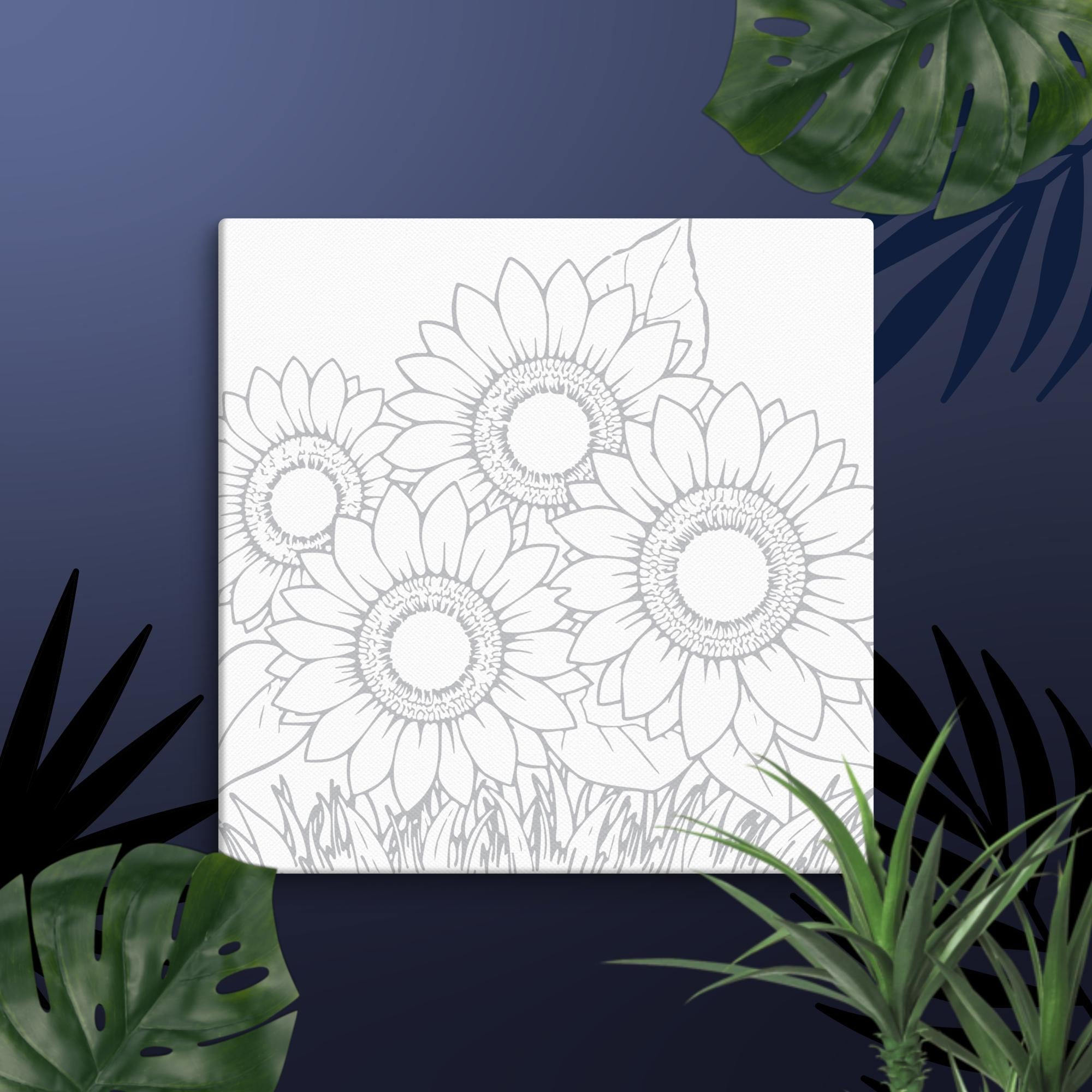 Sunflowers Outlined Canvas