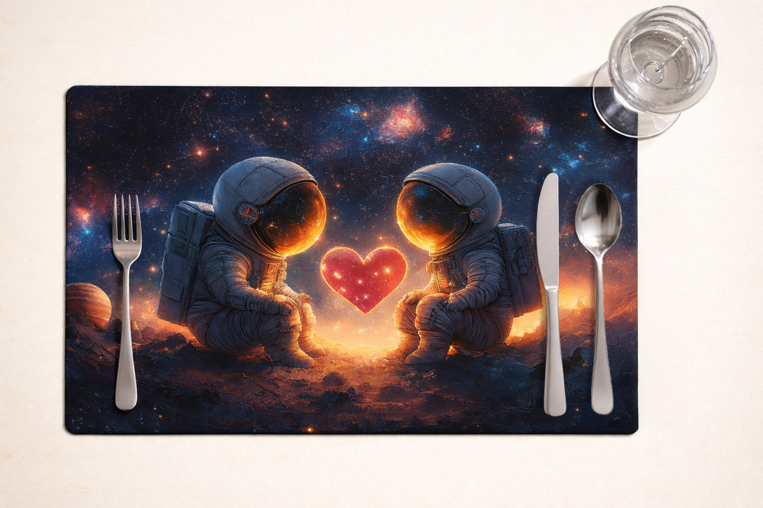 Astronaut Valentine’s Placemat – Digital Download | Romantic Theme | 17x11 inches, 300 DPI High Resolution